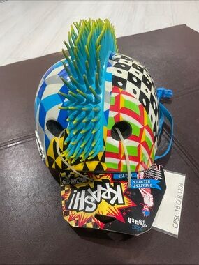 Colorful Graphic Youth bicycle Helmet with Blue-Turquoise Mohawk